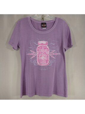 Harley Davidson Womens L Lt Purple Moonshine Jar T-Shirt Hillbilly Gatlinburg TN